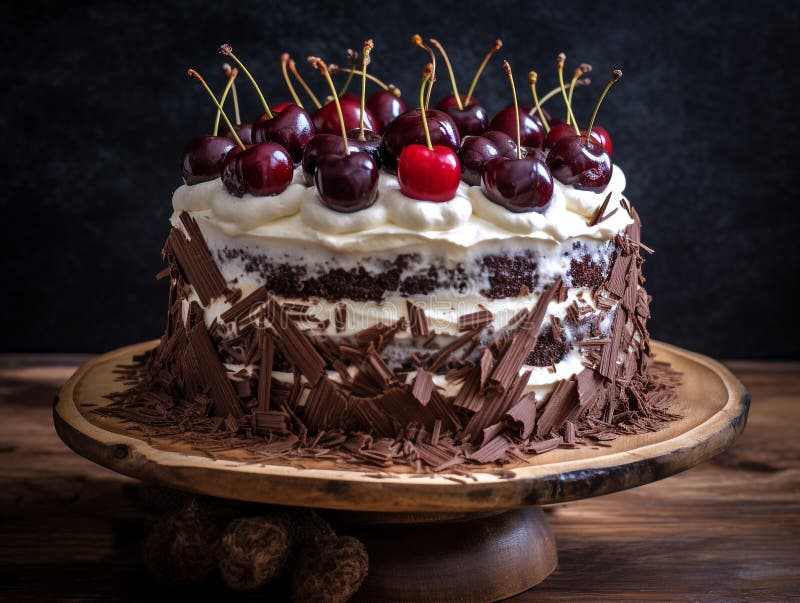 Torta di bosco nero con panna montata illustrazione di stock