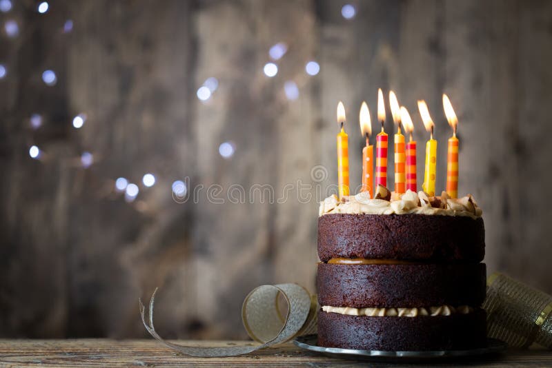 Chocolate birthday cake with candles. Chocolate birthday cake with candles