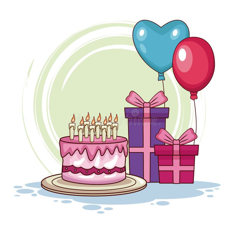 Torta Di Compleanno Con Tre Candeline, Design Colorato