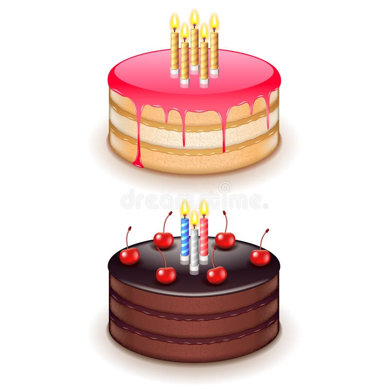 Torta di compleanno con le candele isolate sul vettore bianco illustrazione vettoriale Torta di compleanno con le candele isolate sul vettore bianco illustrazione vettoriale