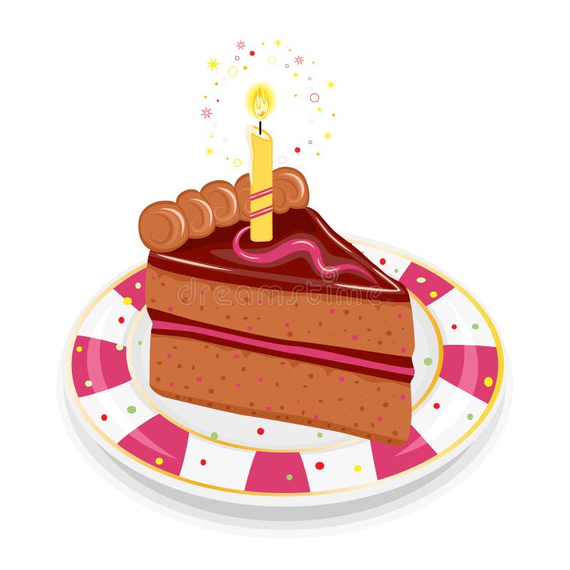 Torta di compleanno festiva con la candela royalty illustrazione gratis