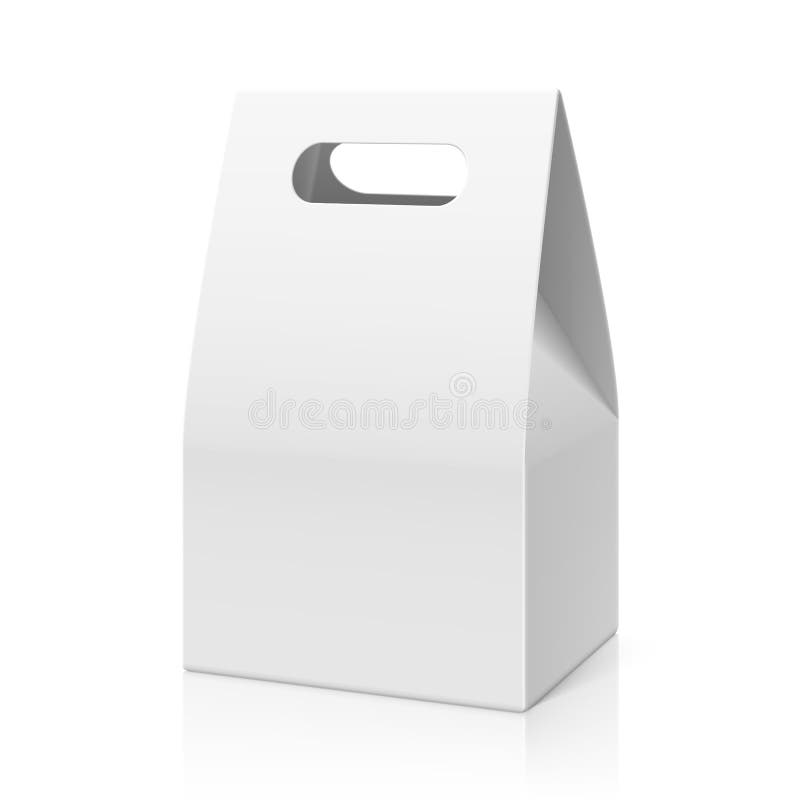 Torta en blanco blanca de la mano, bolsa de papel del embalaje del pan stock de ilustración Torta en blanco blanca de la mano, bolsa de papel del embalaje del pan stock de ilustración