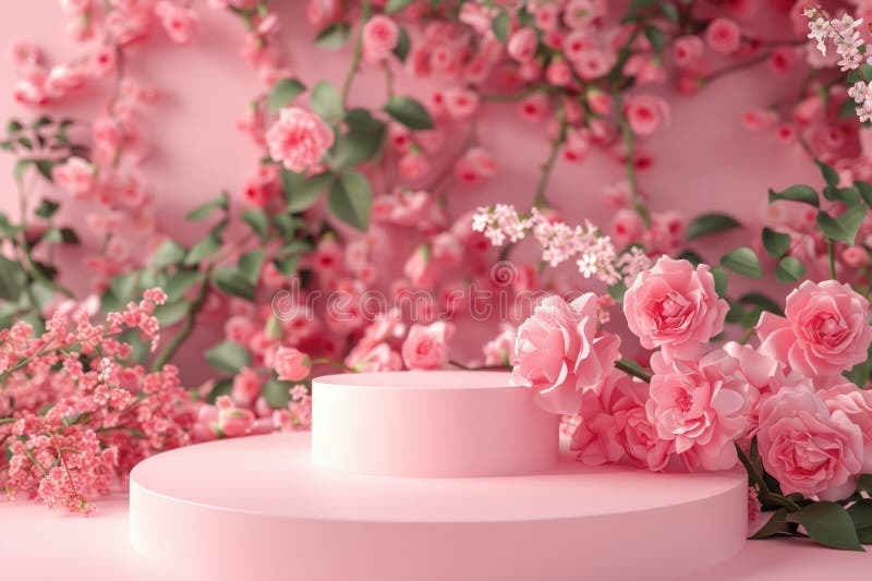 Torta rosa sulla piattaforma bianca fotografia stock