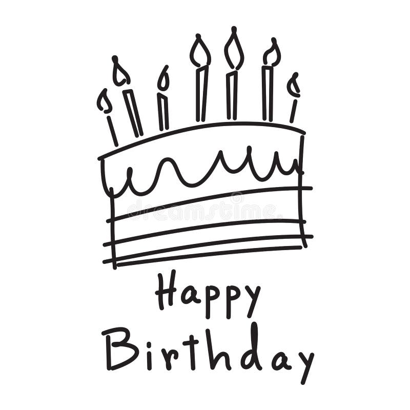 Estilo De Doodle De Torta De Cumpleaños Feliz Ilustración del Vector -  Ilustración de vela, saludo: 279001659