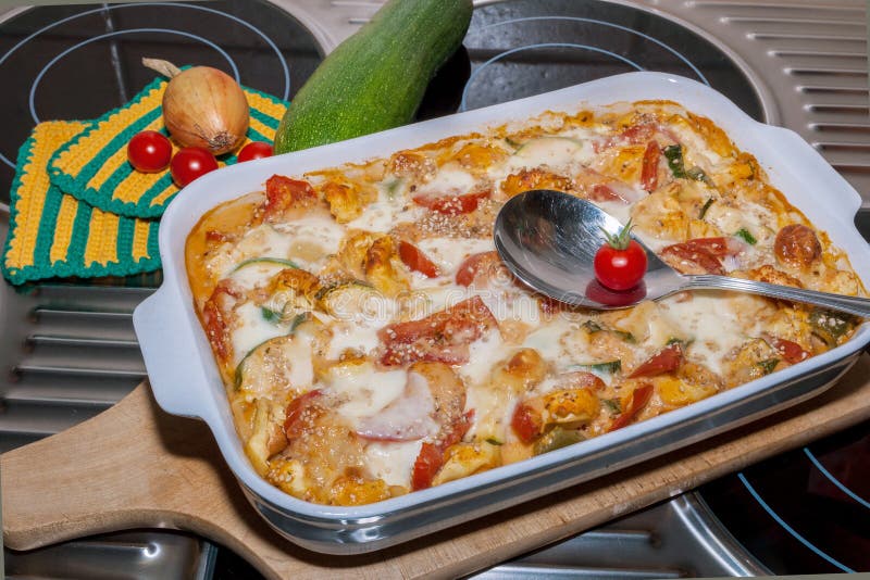 Tortellini Casserole with Tomatoes and Zucchini