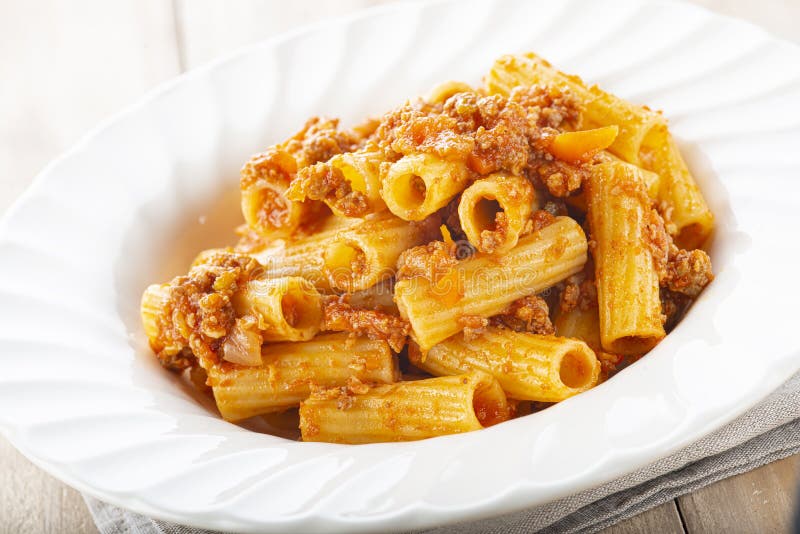 Tortiglioni Bolognese Pasta Dish Stock Photo Image of bolognese