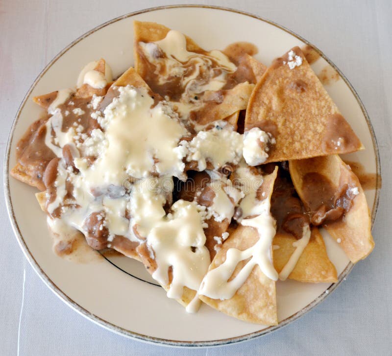 Tortilla Chips with Beans and Queso Stock Photo Image of snack
