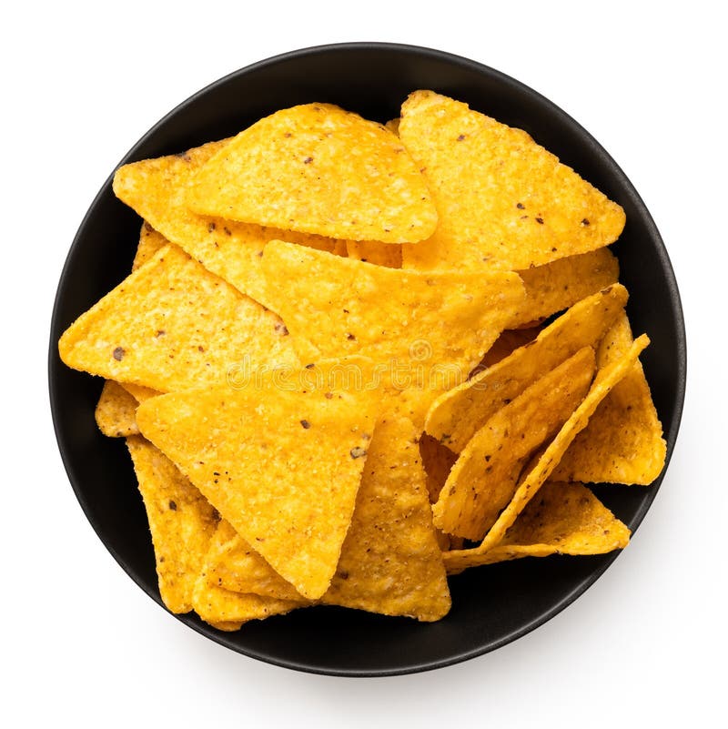 Tortilla Chips in a Black Bowl from Above Stock Image Image of tortilla, crunchy 244042345