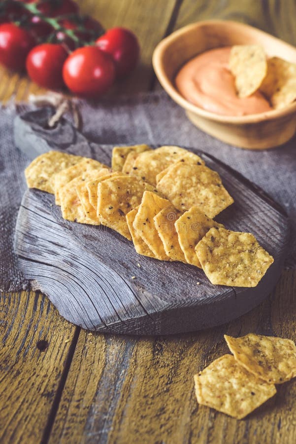 Tortilla Chips with Chile Con Queso Stock Photo Image of golden