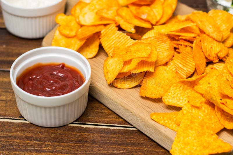Tortilla Chips and Dipping Sauce Stock Image Image of mayonnaise