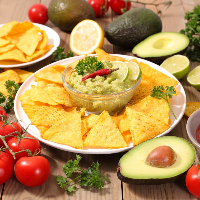 Tortilla Chip and Guacamole Stock Photo Image of appetizer, snack