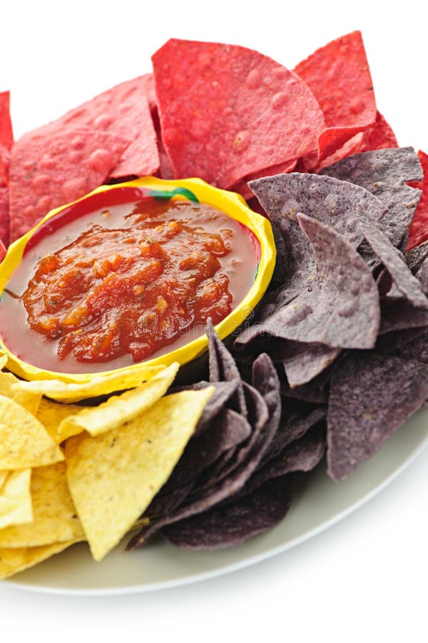 Tortilla chips and salsa stock image. Image of chip, food 16042477
