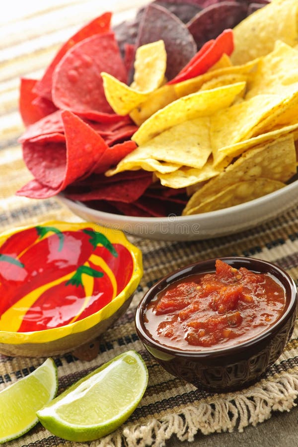 Tortilla chips and salsa stock image. Image of chip, food 16042477
