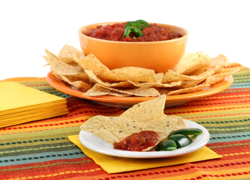 Tortilla Chips And Salsa With Copy Space. Stock Photo Image of snack, homemade 19063850