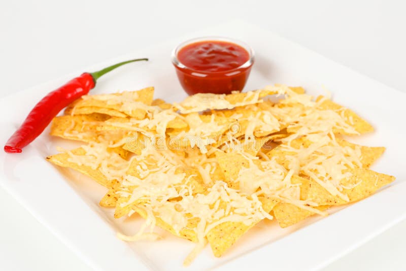 Tortilla chips with sauce stock photo. Image of chilli 103444100