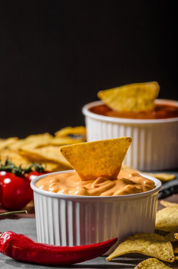 Tortilla Chips with Two Dips Stock Image Image of mexican, cuisine