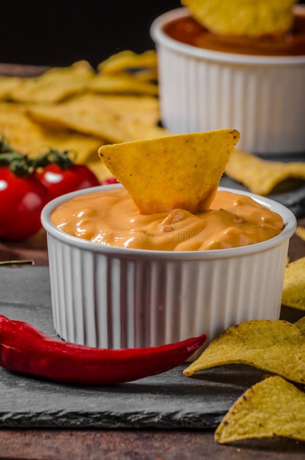 Tortilla Chips with Two Dips Stock Photo Image of mexican, meal 73011968