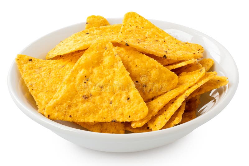 Tortilla Chips in a White Bowl Stock Image Image of spicy, isolated 244042317
