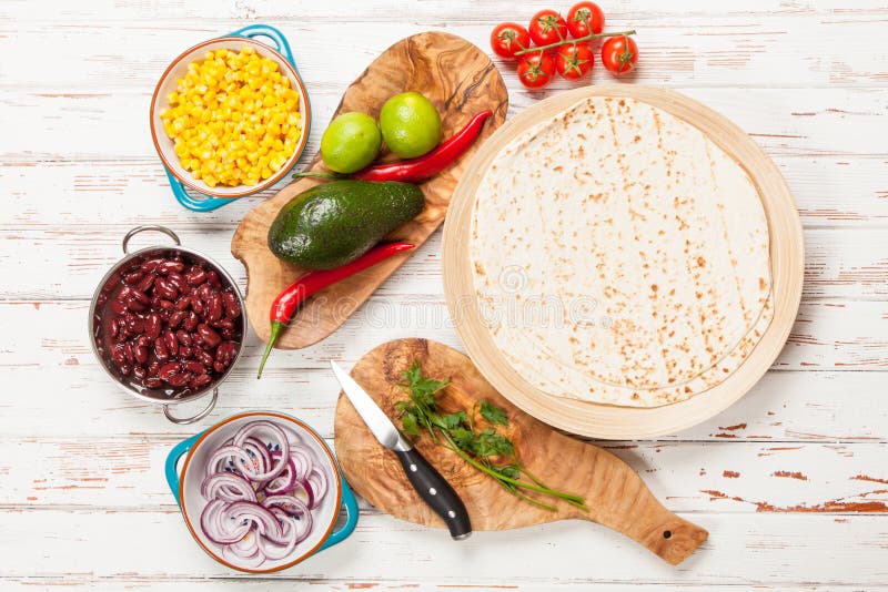 Mexican Tortilla With Mix Of Ingredients Stock Photo Image of bean