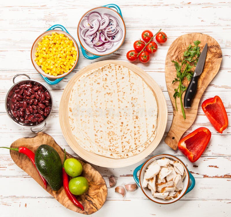 Tortilla with a Mix of Ingredients Stock Image Image of bread, plate 66201481