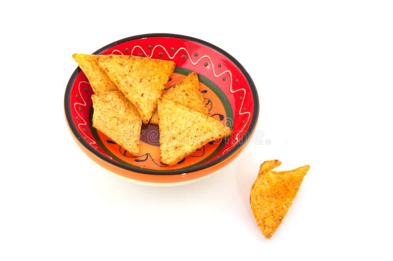 Tortilla chips from Mexico in colorful bowl. Tortilla chips from Mexico in colorful bowl