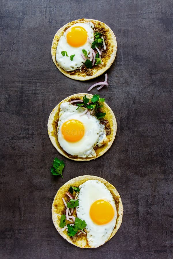 Tortillas with fried eggs stock photo. Image of lunch - 130027634