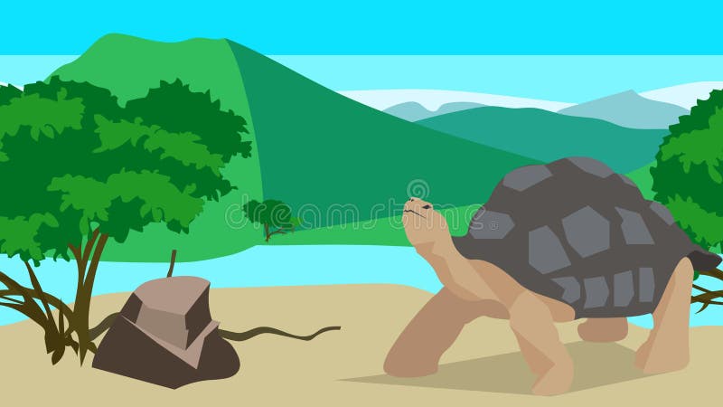 Tortoise near the river, seamless, animal and