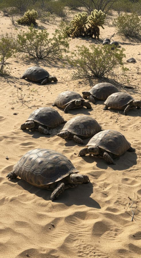 Tortosie in un deserto illustrazione vettoriale