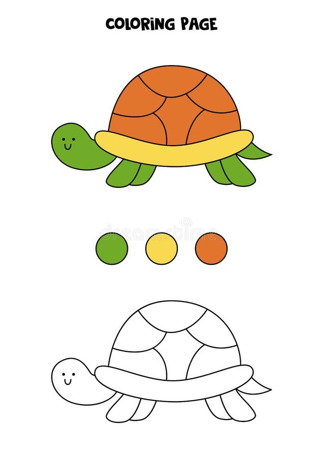  Tortuga De Dibujos Animados De Color. Hoja De Trabajo Para Niños De Preescolar. Ilustración del Vector