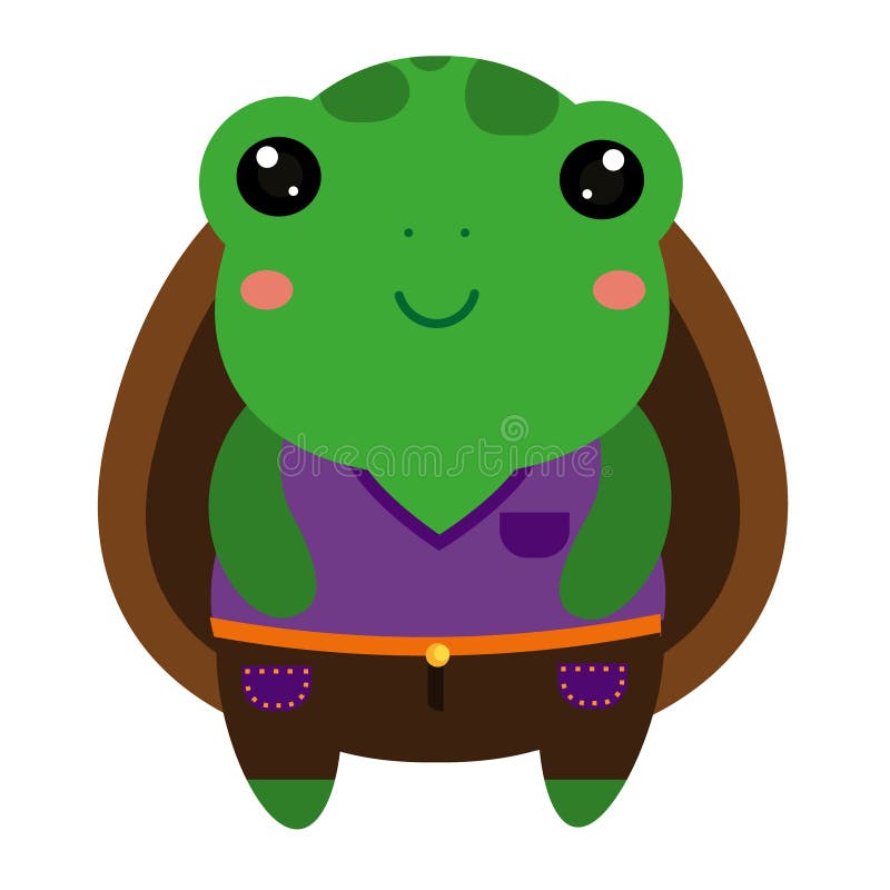 Tortuga verde linda Carácter del animal del kawaii de la historieta stock de ilustración Tortuga verde linda Carácter del animal del kawaii de la historieta stock de ilustración