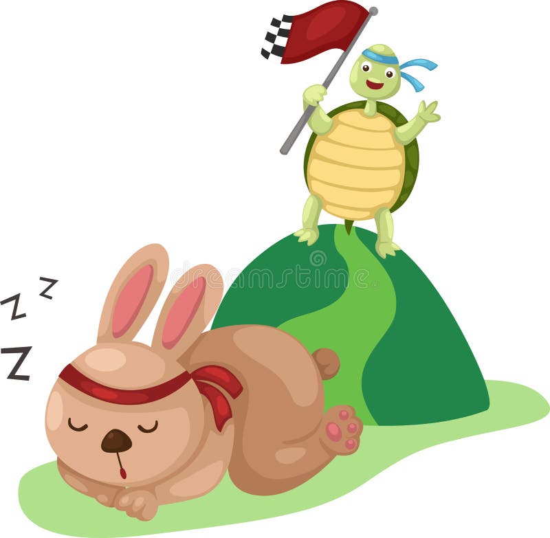 Tortuga y conejo que corren una carrera libre illustration Tortuga y conejo que corren una carrera libre illustration