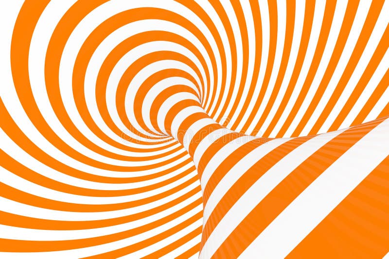 Torusa 3D okulistycznego złudzenia raster ilustracja Hipnotyczny biały i pomarańczowy tubka wizerunek Kontrasta skręcanie zapętla