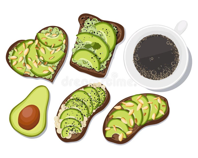 Tostada del aguacate del vector stock de ilustración Tostada del aguacate del vector stock de ilustración