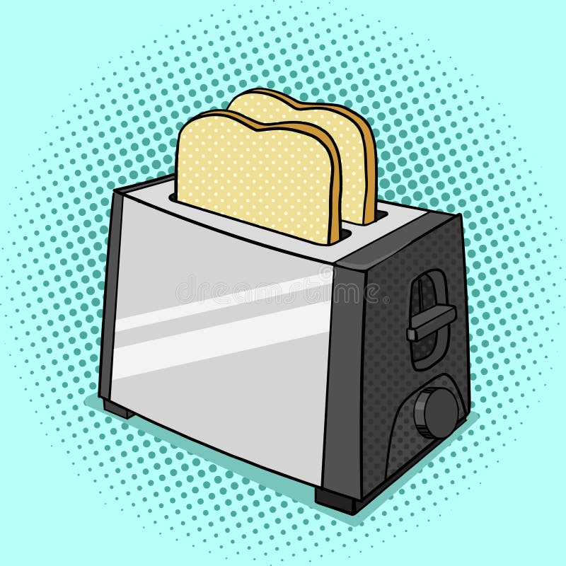 Tostadora con vector del estilo del arte pop de las tostadas stock de ilustración