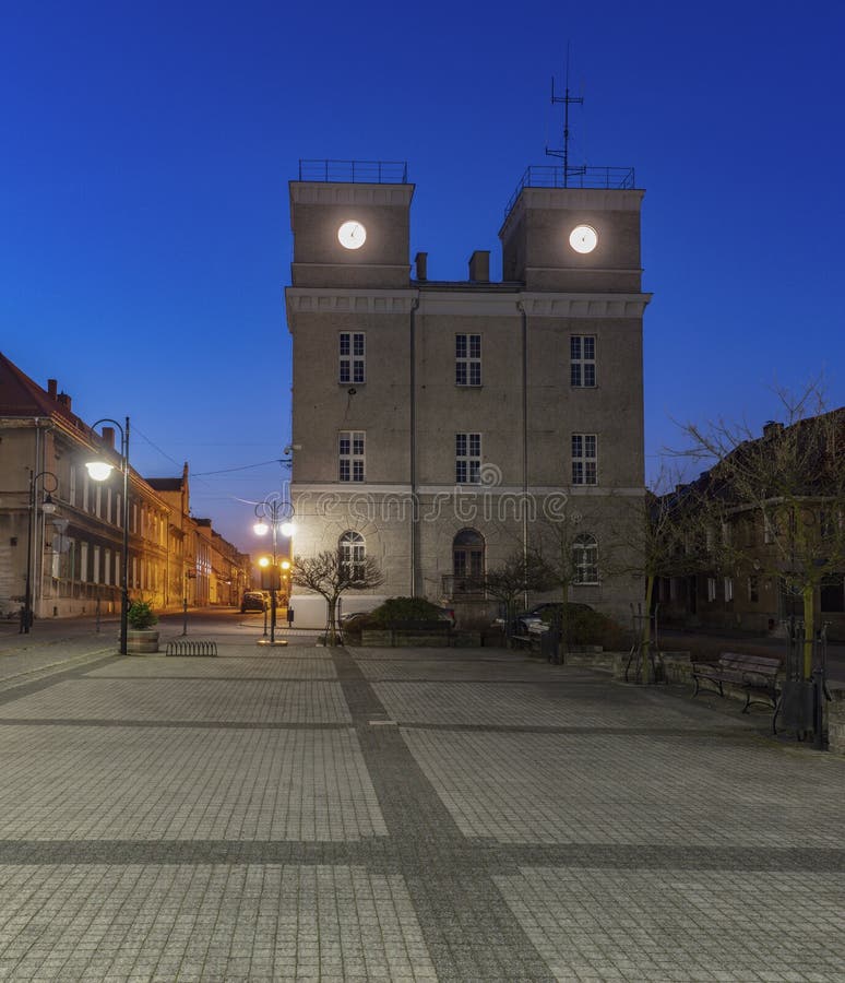 toszek-town-hall-at-night-stock-photo-image-of-outdoors-180040244