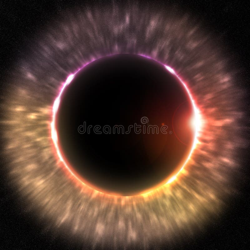 Total Eclipse of the Sun stock illustration. Illustration of black -  59125187