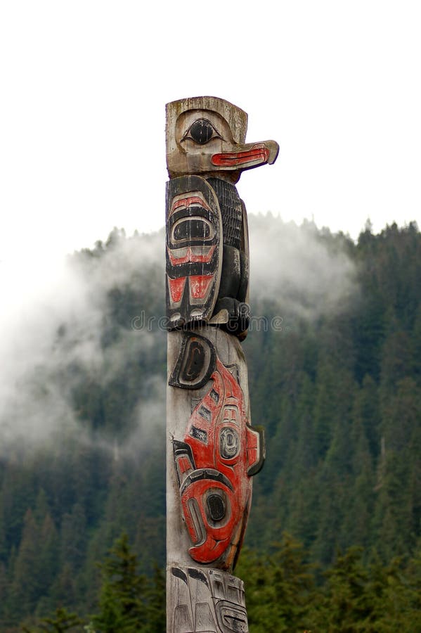 Totem in icy straight, Alaska