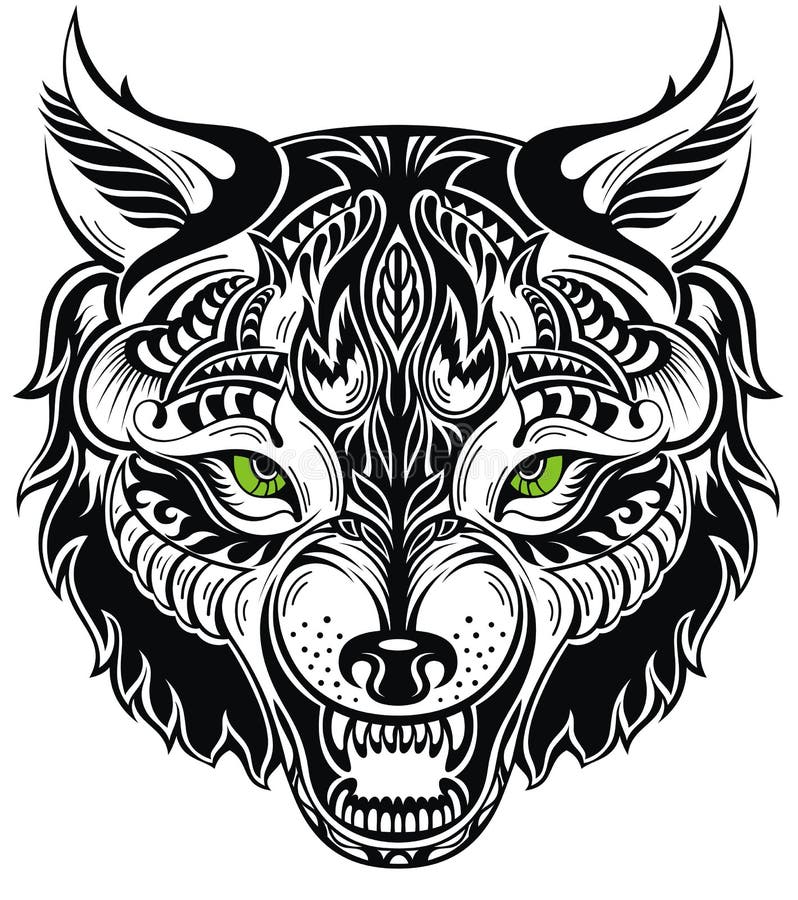 Totem animal .Wolf tattoo stock vector. Illustration of ornate - 45799300