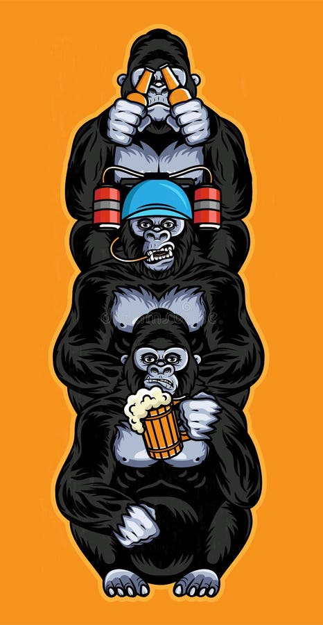 Três macacos engraçados hd pinturas imprimíveis na tela, orangotango  abstrato wa