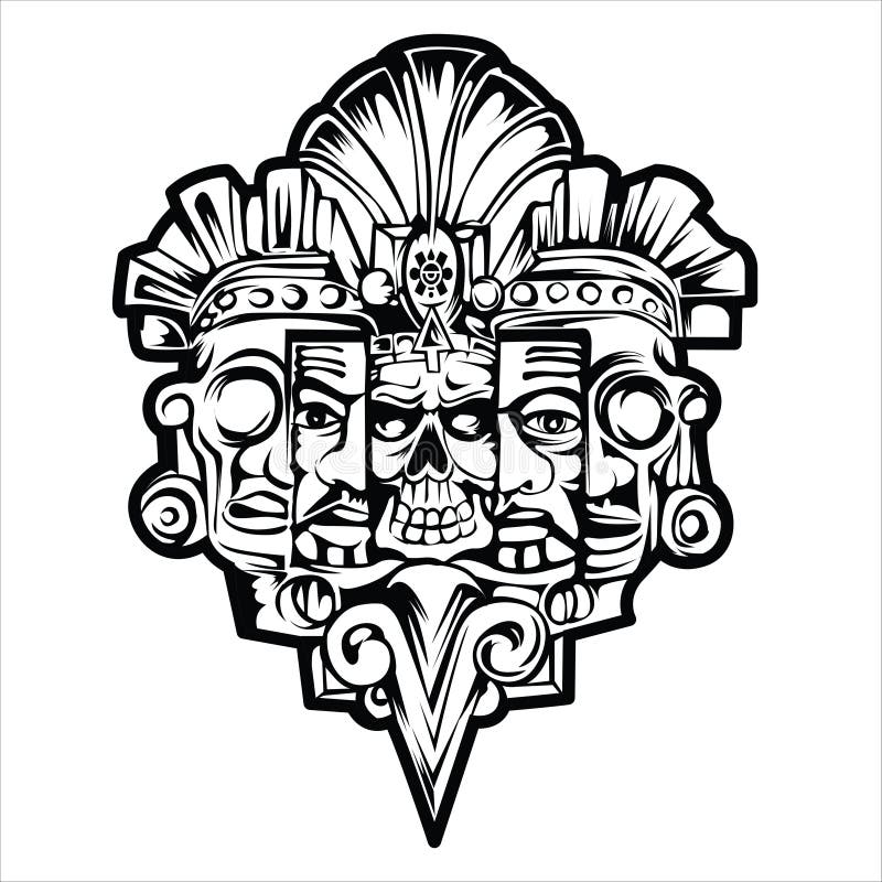 Totem of hawaiian tiki god Tribal mayan stock illustration vector 01