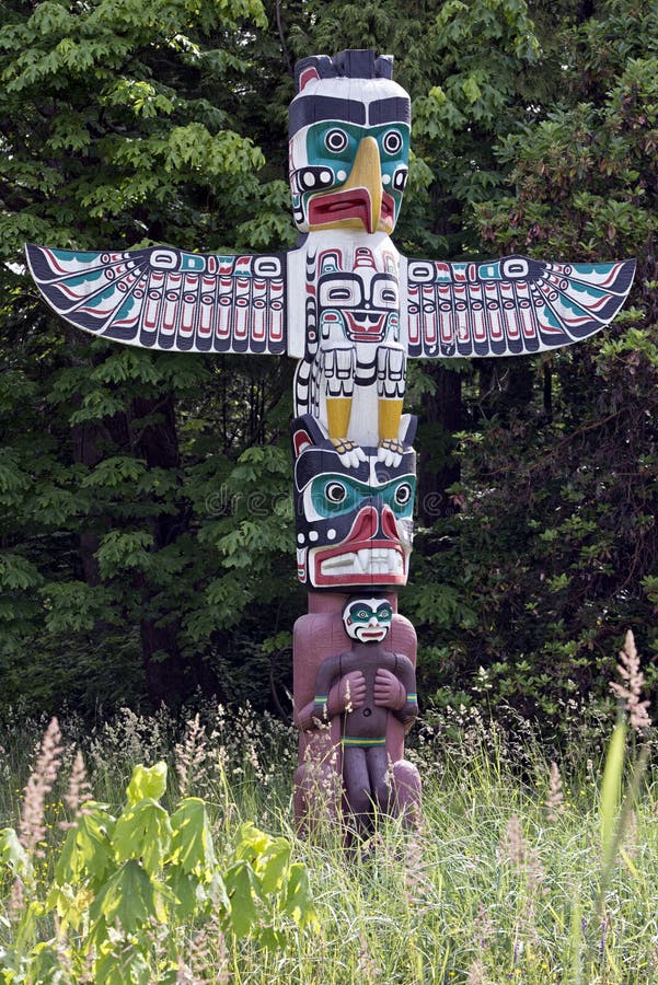 Alaska Huna Tlingit Totem Pole Art Stock Image - Image of detail ...