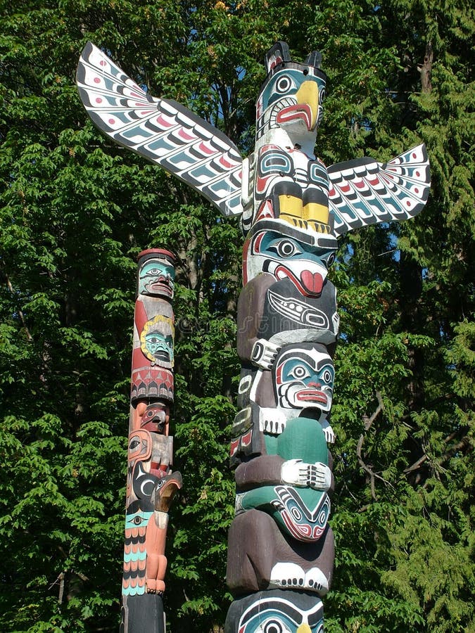 Totem Poles at Brockton Point in Stanley Park in Vancouver Editorial ...