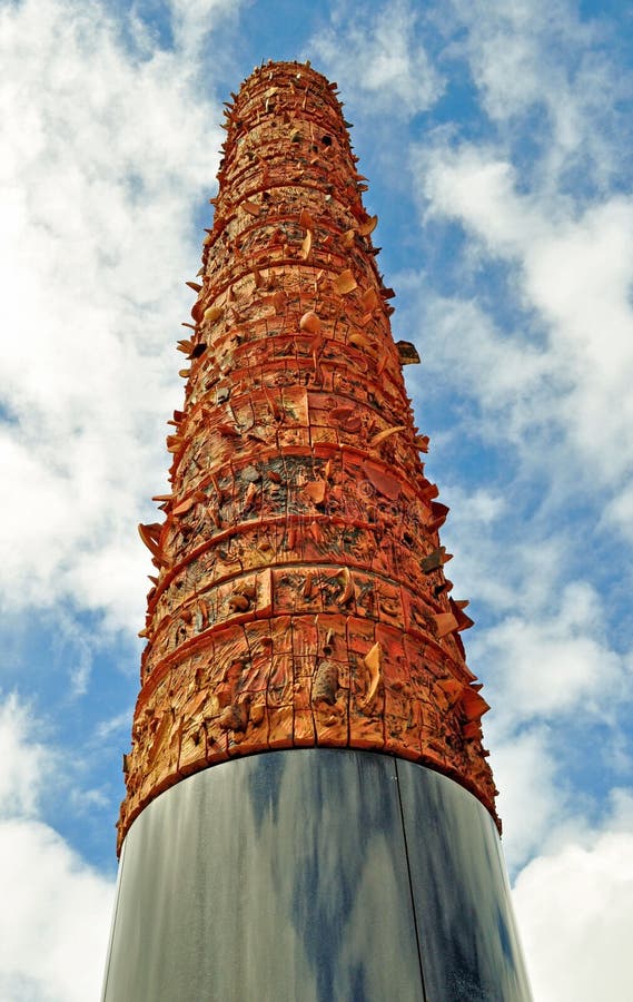 Totem Telurico is located in Quincentennial Plaza in the old town part of San Juan, Puerto Rico. The landmark was designed by local artist Jaime Suarez and made from clay from throughout the Americas.