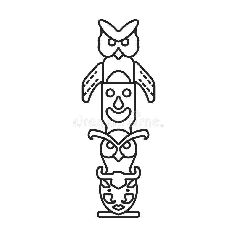 Native Totem Vector Line Set Icon.Vector Illustration Animal Mask On ...