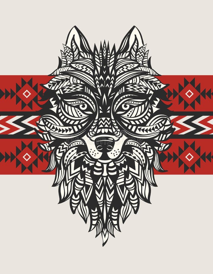 Totem étnico de um lobo Lobo indiano Uma tatuagem de um lobo com um ornamento Ilustração desenhada mão do vetor ilustração do vetor Totem étnico de um lobo Lobo indiano Uma tatuagem de um lobo com um ornamento Ilustração desenhada mão do vetor ilustração do vetor