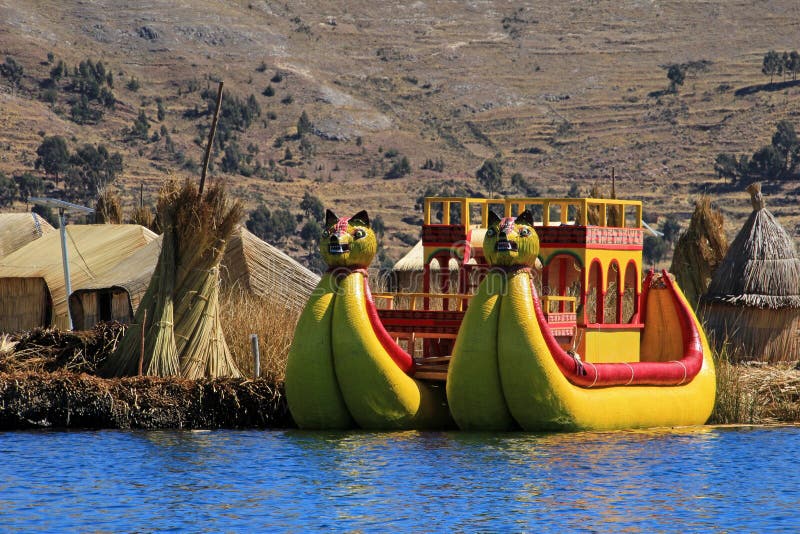 Totora reed floating islands Uros, lake Titicaca, Peru royalty free stock photo Totora reed floating islands Uros, lake Titicaca, Peru royalty free stock photo