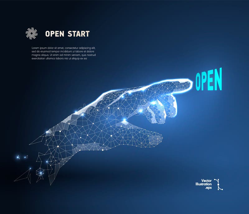 Touch the Future Low Poly Wireframe. Stock Vector Illustration of