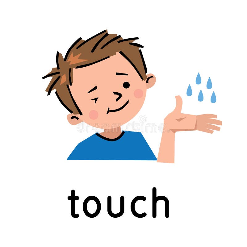 https://thumbs.dreamstime.com/b/touch-icon-one-five-senses-icons-children-vector-illustration-boy-green-shirt-who-holds-his-hand-which-falling-raindrops-216367567.jpg