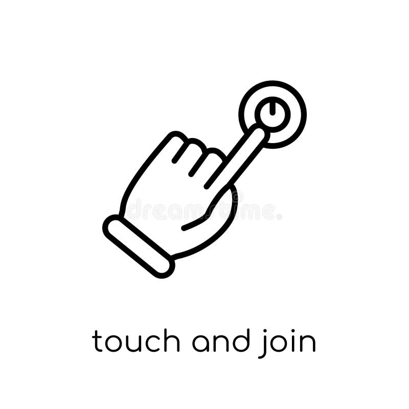 Touch and join icon. Trendy modern flat linear vector Touch and royalty free illustration Touch and join icon. Trendy modern flat linear vector Touch and royalty free illustration