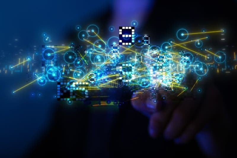 A Touch screen technology. Future modern touch screen technology stock image